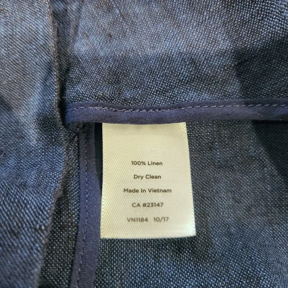 Talbots Womens Navy Blue 100% Linen Chelsea Crop Pants Size 20W Nautical Beach - Picture 8 of 13